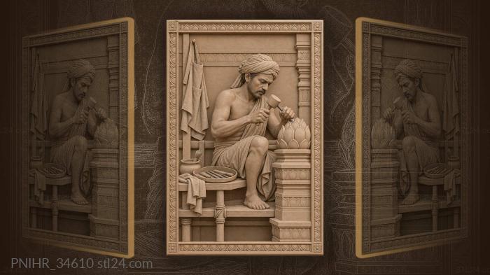 Indian artisan crafting lotus blossom 3d STL model