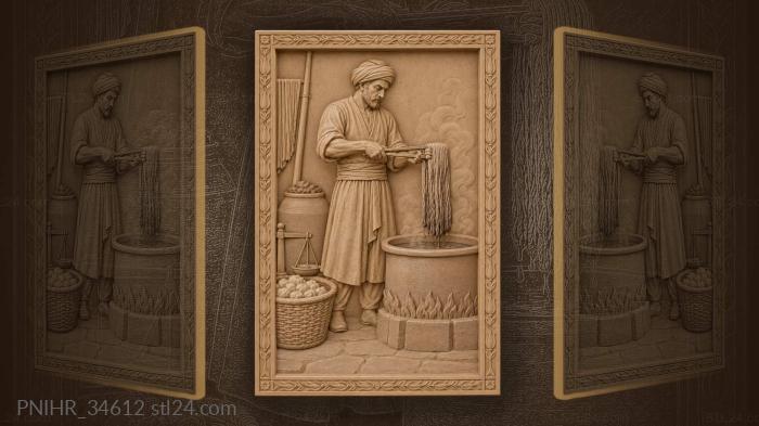 Dipping skein above steaming indigo pot 3d STL model