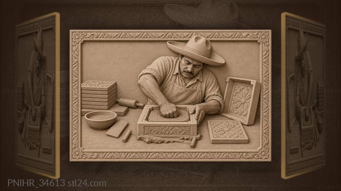 Slab pressed into a plaster tile mould 3d STL model