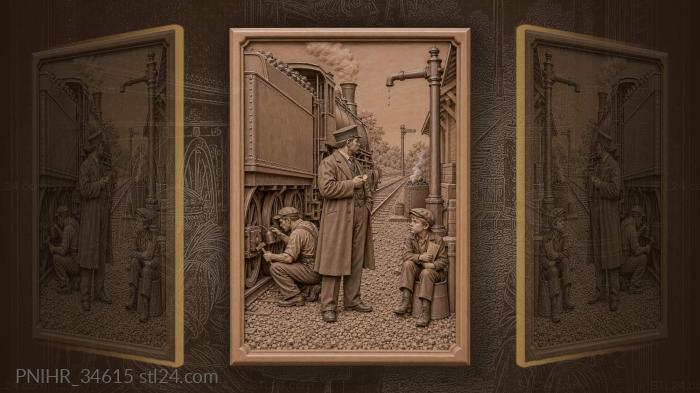 Railway worker checking the train 3d STL model