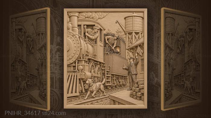 Train dispatcher signals approaching locomotive 3d STL model