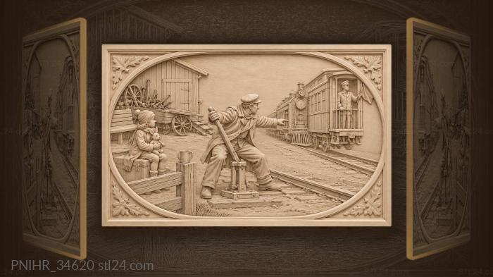 Train approaching station switchman child 3d STL model