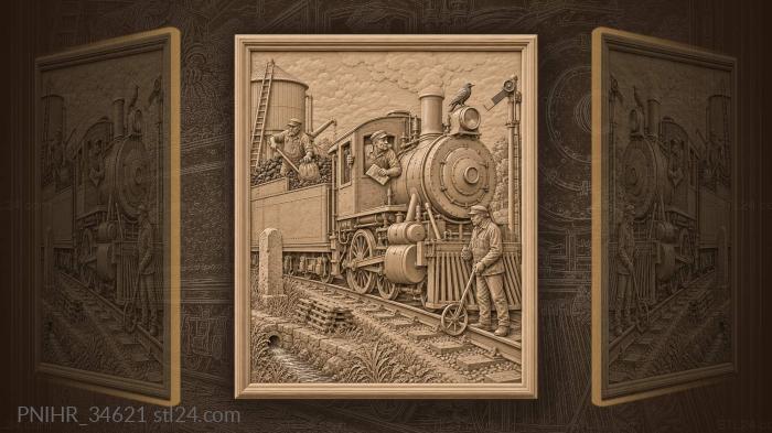 Railway crew checks track and signal 3d STL model