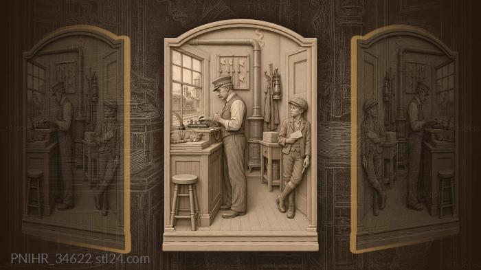 Dispatcher’s window telegraph and waiting boy 3d STL model