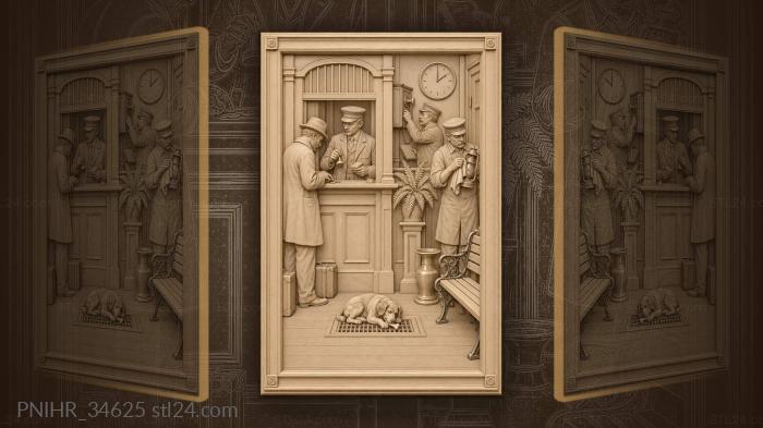 Railway station life bustling scene 3d STL model