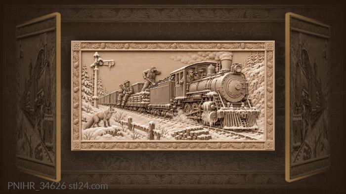 Winter train with fox and hobo 3d STL model