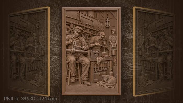 Roundhouse mechanics at work piston repair 3d STL model