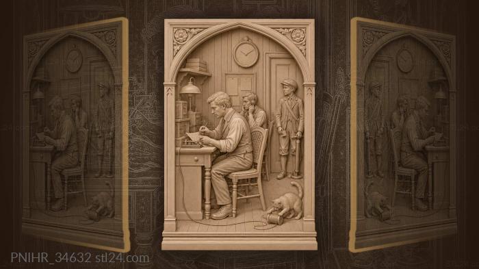 Telegraph station life vintage scene 3d STL model