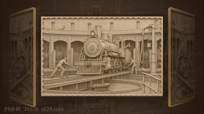 Roundhouse engine move with crew 3d STL model