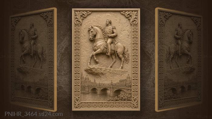 Heroic rider over city landscape · King George IV 3d STL model