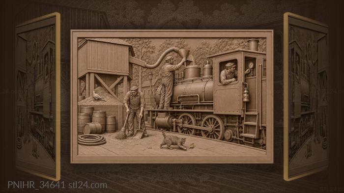 Train refueling at country station 3d STL model