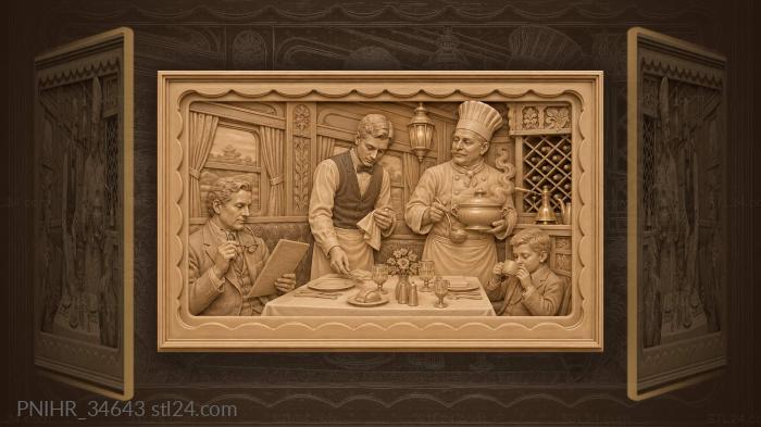 Train dining car scene life 3d STL model