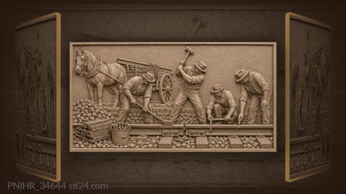 Crew replaces broken rail 3d STL model