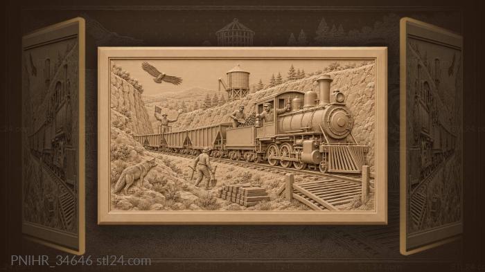 Train through canyon with wildlife 3d STL model
