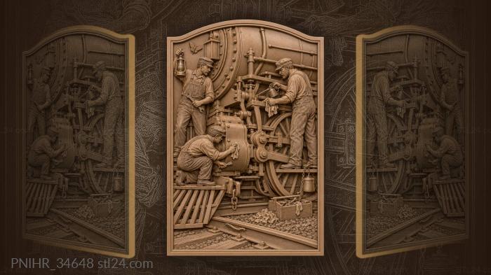 Steam engine crew at work 3d STL model