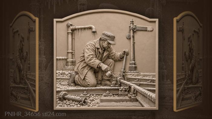 Winter switchman with oil can 3d STL model