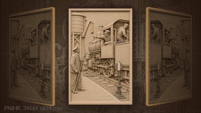 Train driver points to water tank 3d STL model