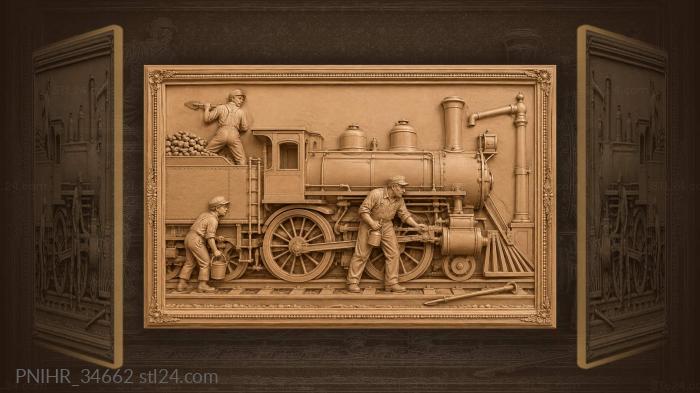 Fireman with shovel near coal chute 3d STL model