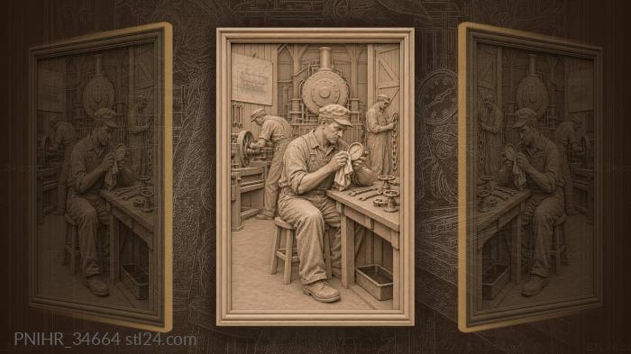 Roundhouse mechanics at work polishing 3d STL model