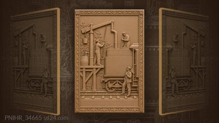 Railway water stop vintage scene 3d STL model