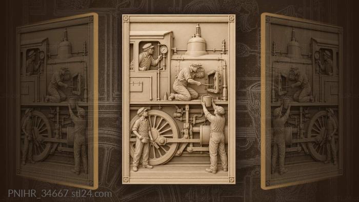 Steam engine working day hustle 3d STL model
