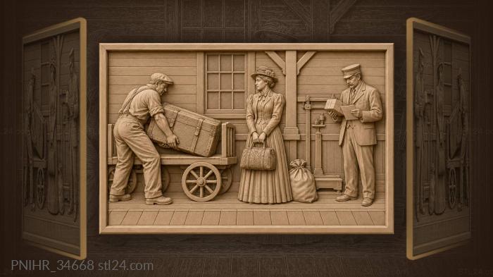Station porter with heavy luggage 3d STL model