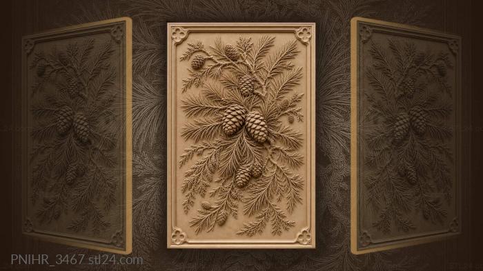 Winter pine branches with cones 3d STL model