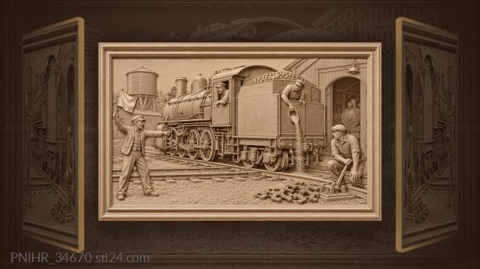 Locomotive arriving at depot yard 3d STL model
