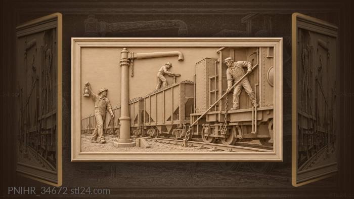 Coal train by water column 3d STL model