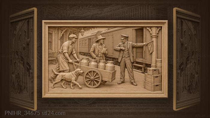 Train platform milk delivery scene 3d STL model