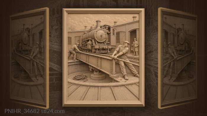 Bridge turning with railway workers 3d STL model
