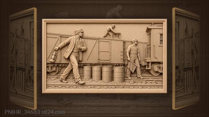 Train conductor with lantern and brakeman 3d STL model