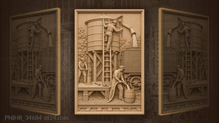 Fireman scaling water tower ladder 3d STL model