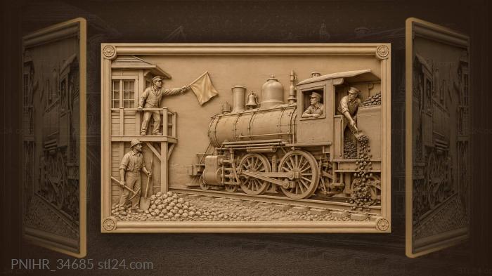 Train approaching signal with flagman 3d STL model