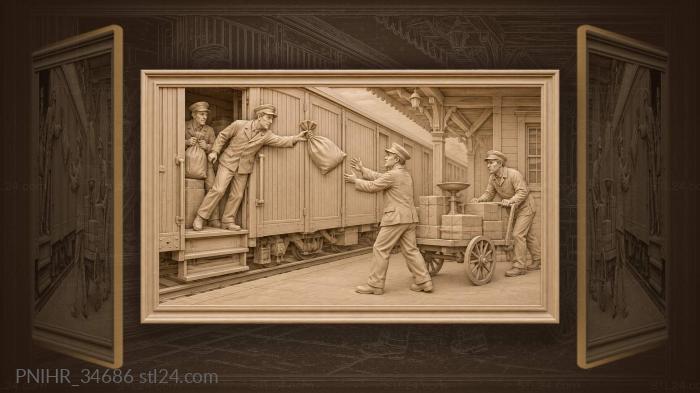 Mail train delivery at station 3d STL model