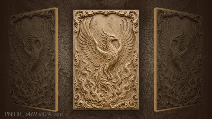 Phoenix soaring out of swirling fire 3d STL model