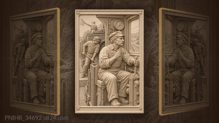 Steam train crew at work 3d STL model