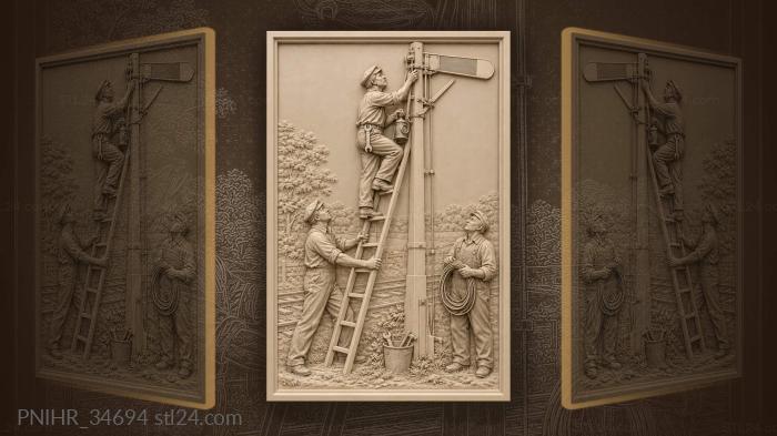 Semaphore repairmen at work ascending 3d STL model