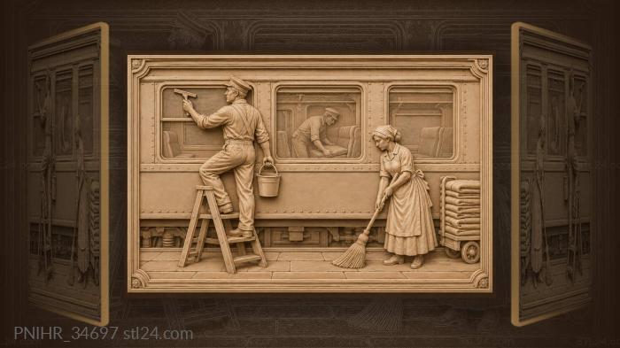 Train car cleaning station scene 3d STL model