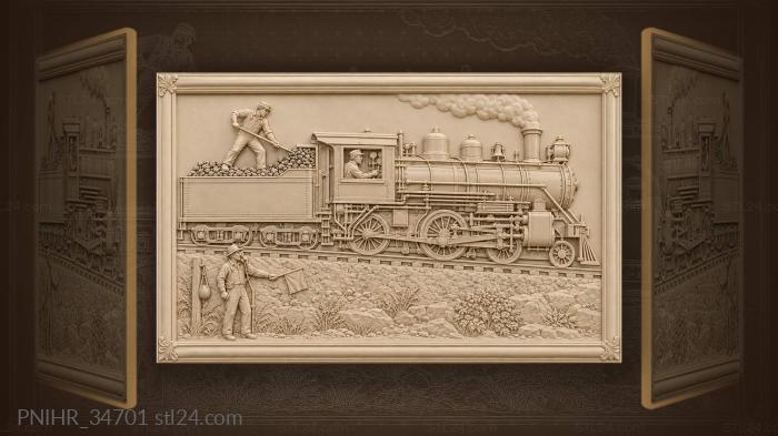 Steam train uphill coal fireman 3d STL model