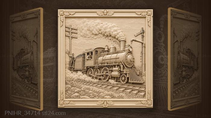 Fast train steam and signal 3d STL model