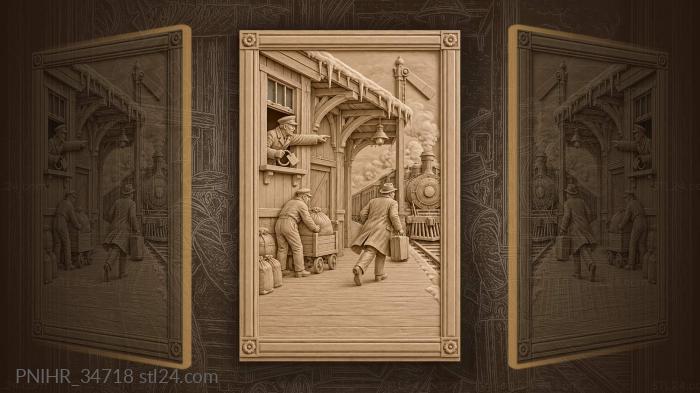 Train station bustle winter arrival 3d STL model