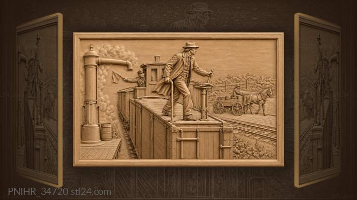 Train brakeman on moving boxcar 3d STL model