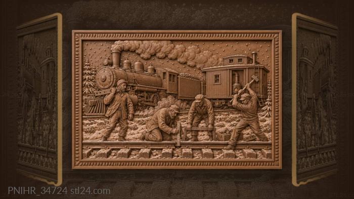 Railway repair in winter snowfall 3d STL model