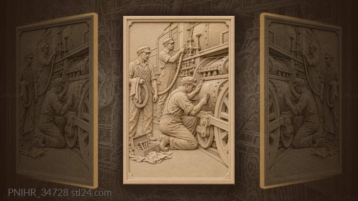 Locomotive maintenance hardworking railway mechanics 3d STL model