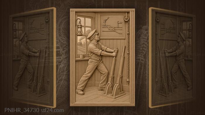 Railway signalman at work night 3d STL model