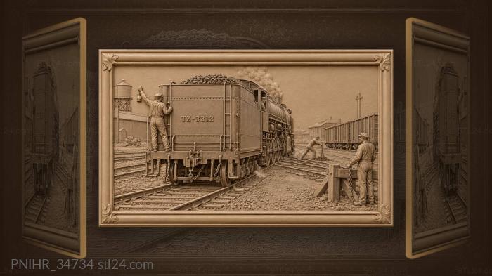 Train arriving at railway yard 3d STL model