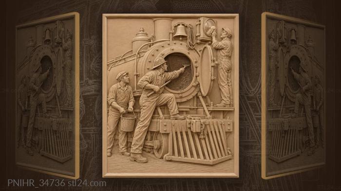 Locomotive fireman cleaning spark arrestor 3d STL model