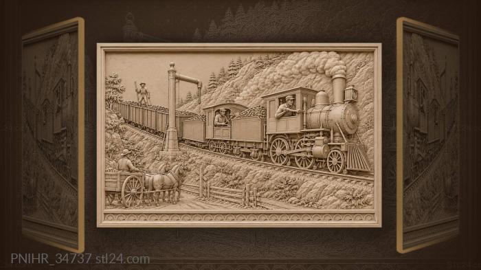 Train climbing steep mountain grade 3d STL model
