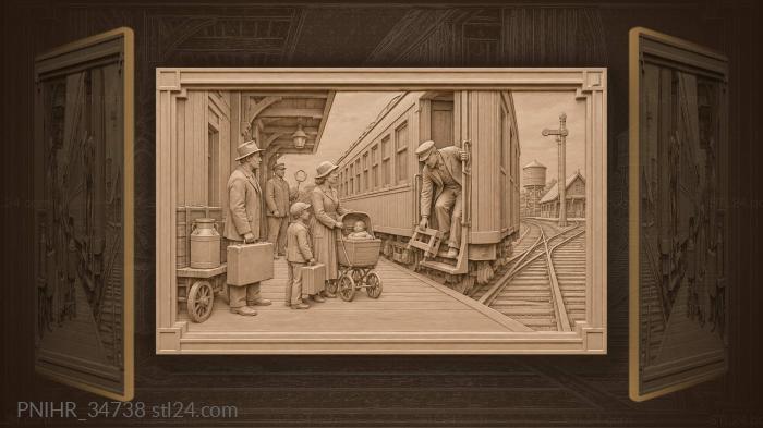 Train arrival at country station 3d STL model